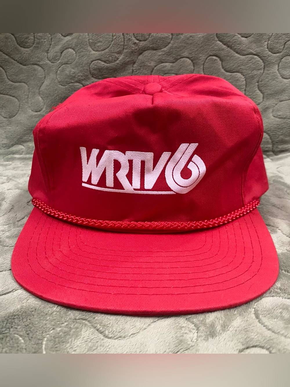 Vintage WRTV6 Red SnapBack Rope Trucker Hat, Television Station Advertising